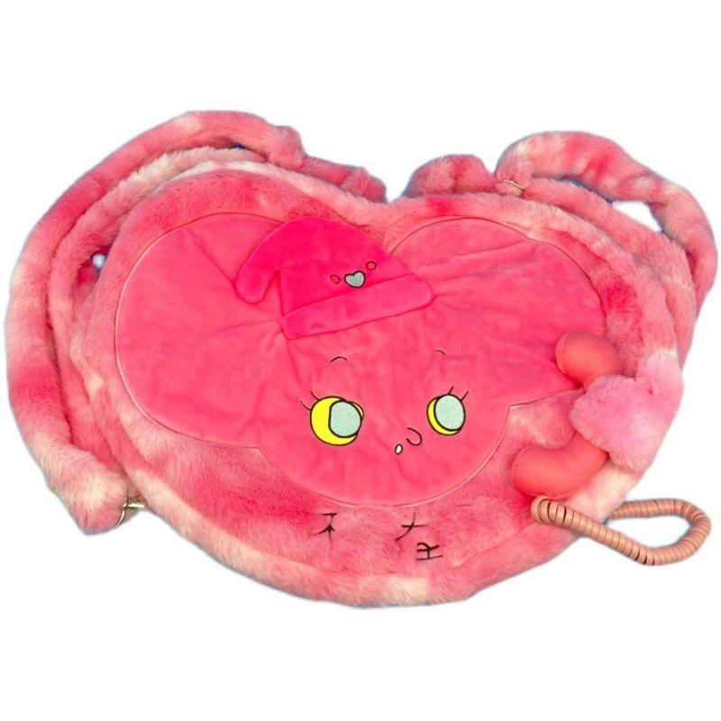 

JIAERDI Harajuku Cute Plush Crossbody Bags Women 2023 New Fur Chic Soft Messenger Bag Ladies Casual Pink Y2k Backpack Purses розовый