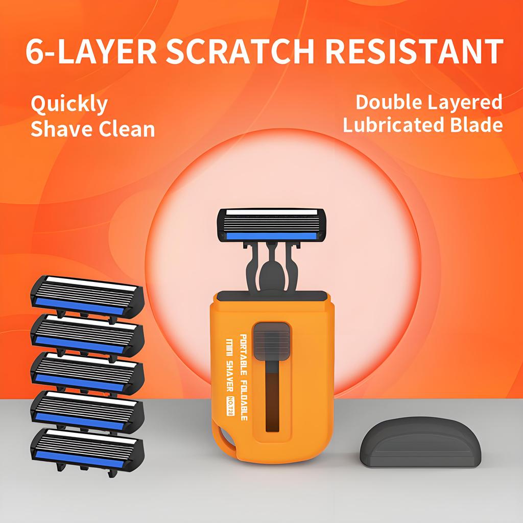 6-Layer Razor Head Manual Shaver Stainless Steel Classic Double Edge Blade Razor Shaving Replaceable Razor Head Razor Tools