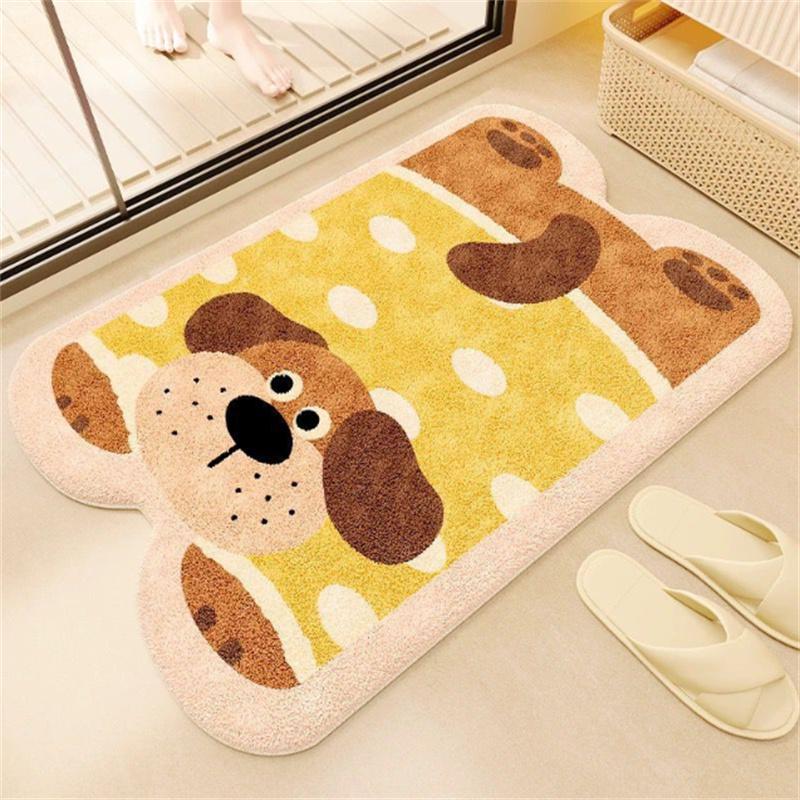 50x80cm Cat Shaped Floor Mat Imitation Cashmere Weaving Machine Printed Washed Kitchen Bathroom Entrance Door Anti Slip