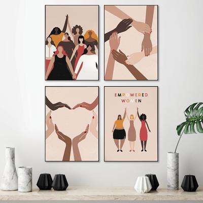 Boho feministisches Poster, ermächtigte Frauen, Leinwandgemälde, nordischer Mädchen-Power-Druck, Kinderzimmer-Wandkunst, Bild für Wohnzimmer, Heimdekoration