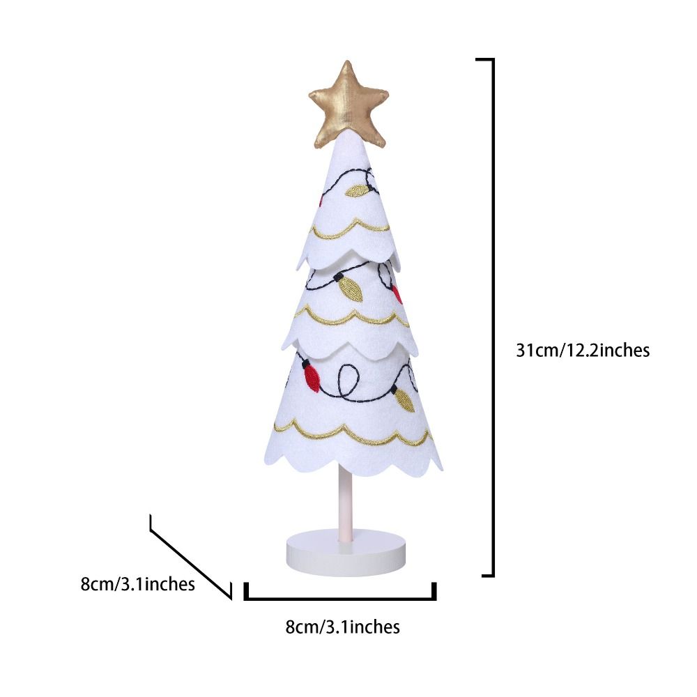 3D Christmas Tree Wooden Ornament Fabric Cute Christmas Decoration Embroidery Snowflake Tabletop Small Ornaments Window