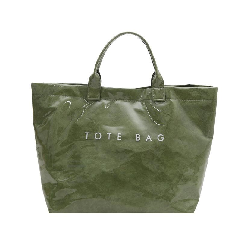 Letter Tote Bag Pvc Bag For Women Large Capacity Casual Daypack For School And Work