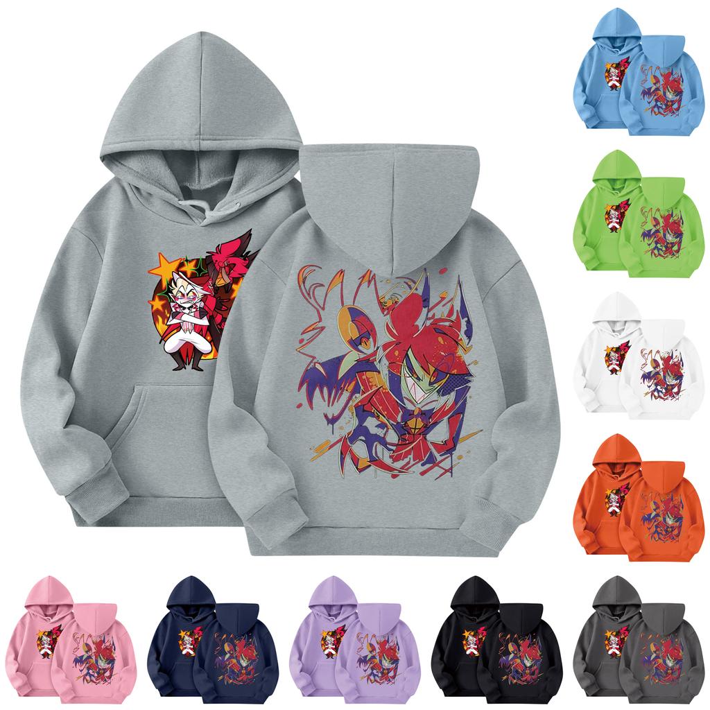 Child Fashion Lightweight Long Sleeve Pullover With Pockets Print Hoodie