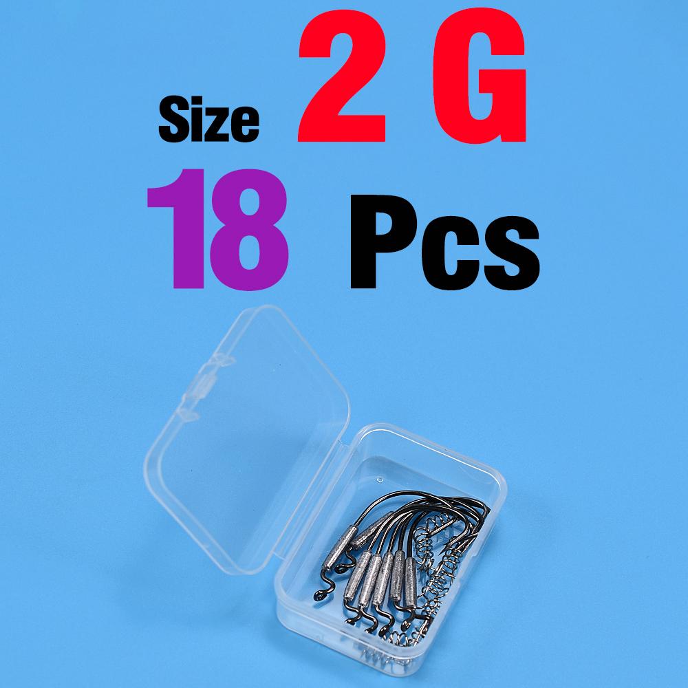 18Pcs Set Jig Crank Head Barbed Hook 1.8g 2g 3g 6g Soft Lure Worm Offset Fishhook Spring Lock Pin Fishing Tackle Accessories