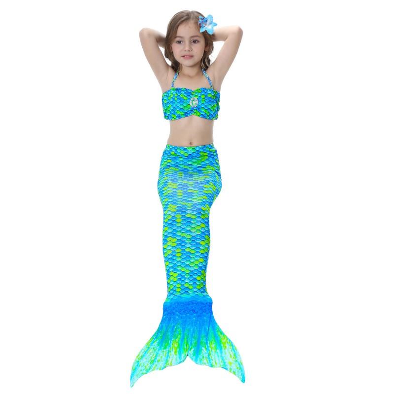 Costume da Bagno a Coda di Sirena per Bambina con Tasca per Pinna Costume da Bagno Cosplay per Ragazze