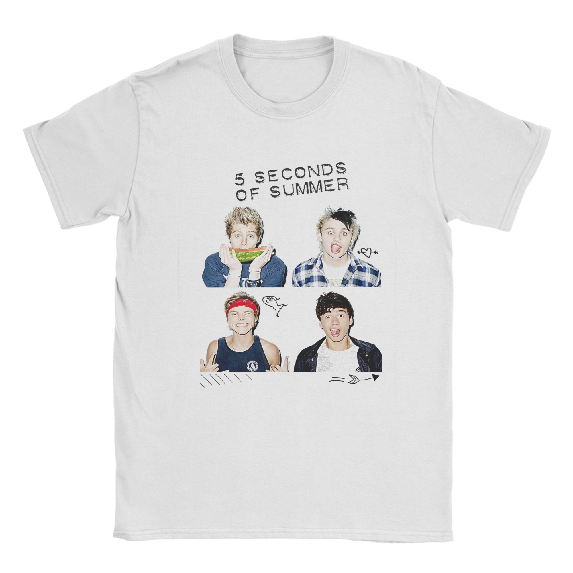

5 Seconds of Summer Funny Tshirt UNISEX Women Summer Cotton Y2K Clothing Casual Fashion Round Neck Short Sleeved Tee Streetwear M