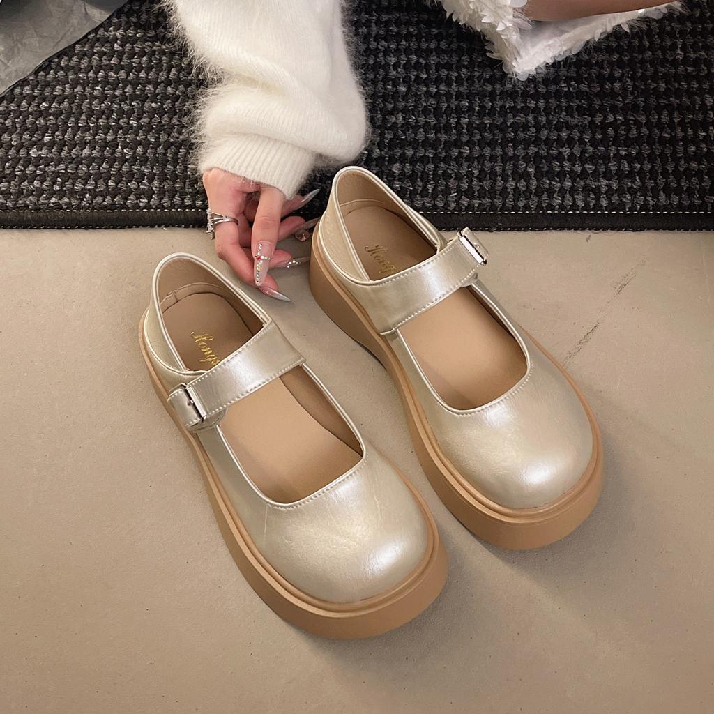 Niche design Mary Jane women's shoes mid-heel soft sole not tired feet 2025 new versatile skirt shows small feet pure desire