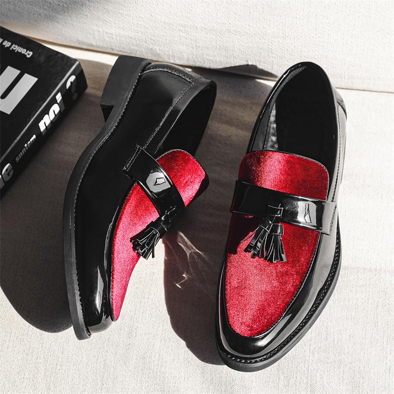 

9918 Мужские кожаные туфли, большие размеры, мокасины с одной педалью и кисточками, размер 38-48, мужская обувь Doudou 38 красный