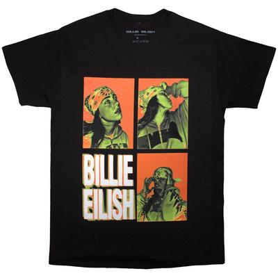 Billie Eilish 3 Photo Logo T-Shirt Black New