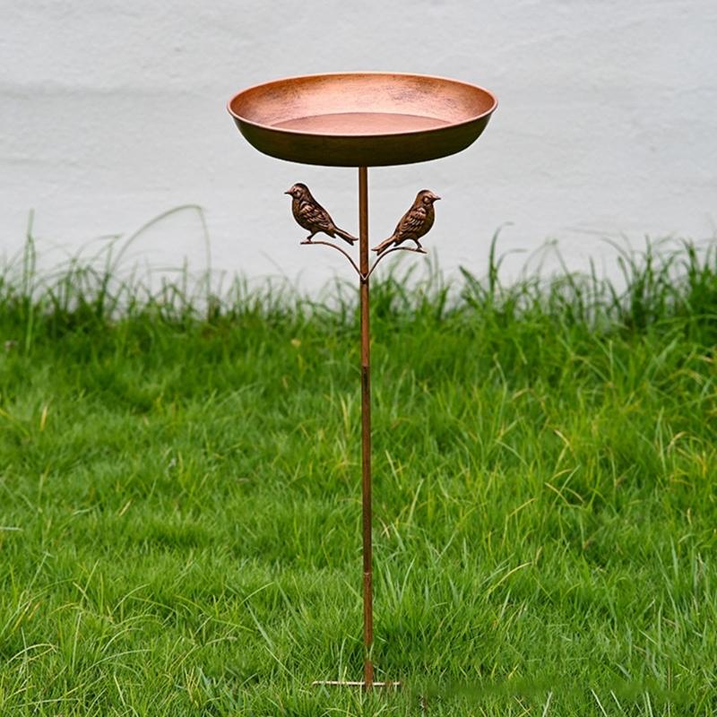 Bird Bath 82cm Standing Feeding Bowl for Outdoor Garden Metal Bird Basin Water Bath for Wild Birds Bath Food Water Bowl