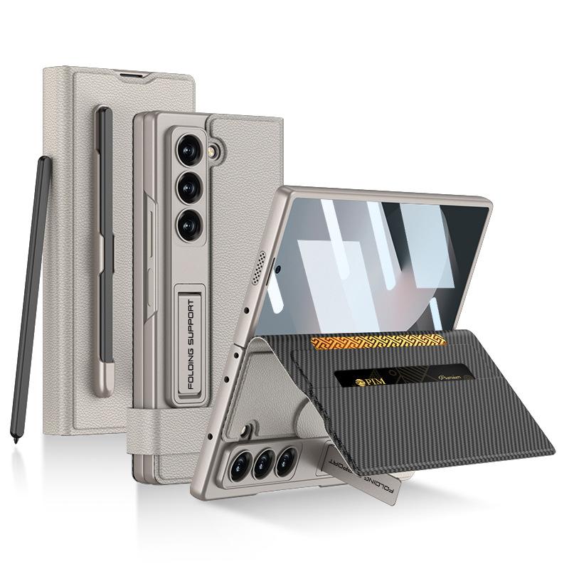 

Чехол для телефона Samsung Z Fold6 с боковой застежкой, магнитным притяжением, откидной кожаный чехол, кошелек для карт, защитный чехол, держатель, слот для ручки SM-Fold6