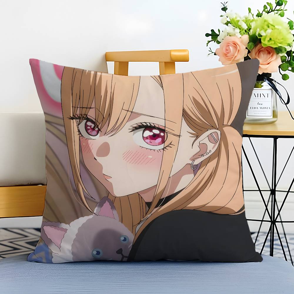 My Dress-Up Darling M-Marin Kitagawa Pillow Case Anti-dustmite Pillowcase Invisible Zipper Silky Short Plush Sofa Cushion Cover