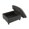 Sofa Stool with Storage, Chenille, Padded Footstool Bench with 8 cm Legs, Versatile Seat Cushion for Living Room, Bedroom, Black, 98x65x48 cm