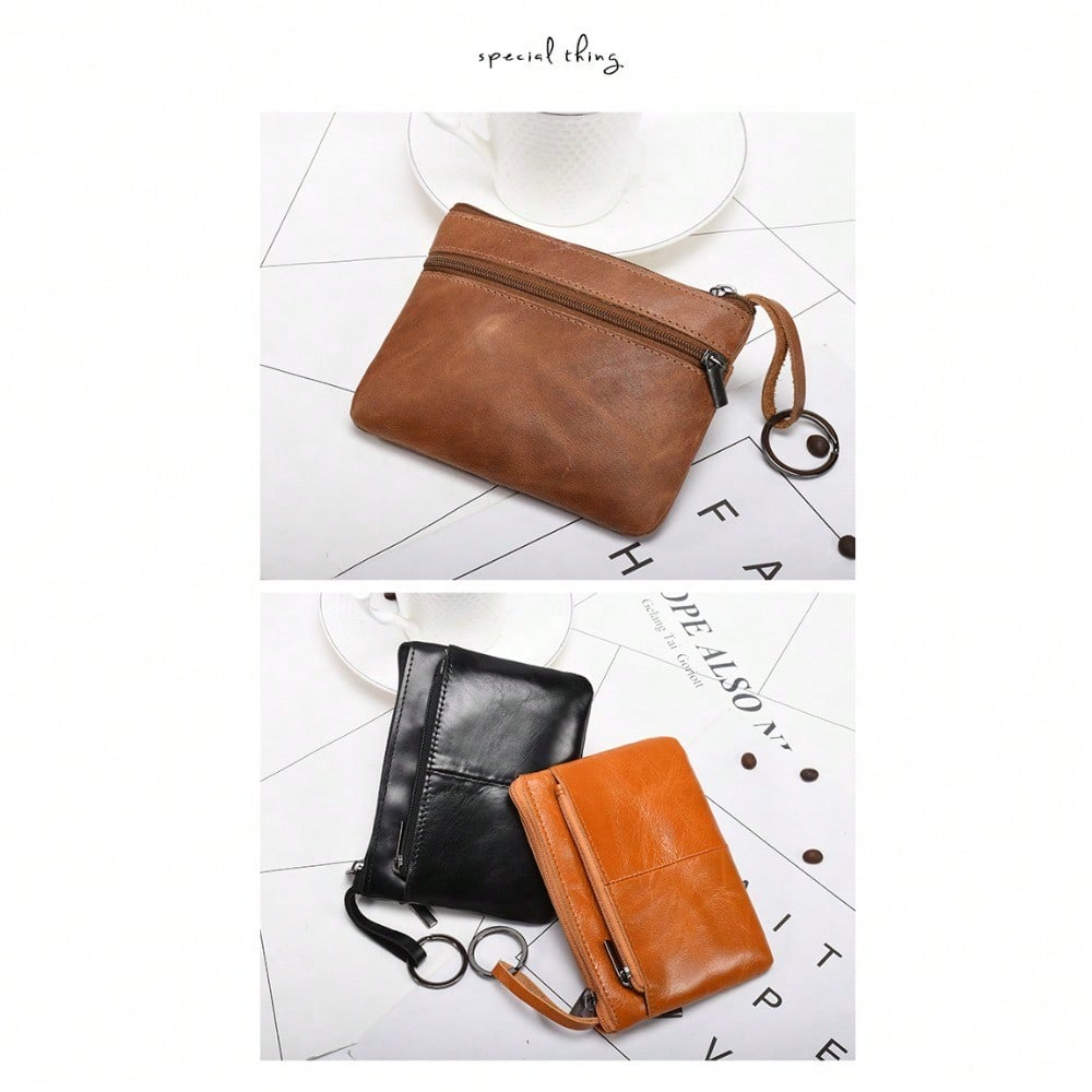 Mini Small Wallet Women's Short Cowhide Retro Change Bag Casual Portable Coin Storage Bag