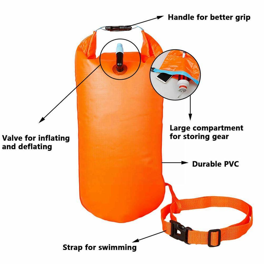 Outdoor Safety Swimming Buoy Swim Float Bag with Waist Belt PVC Lifebelt Storage Bag for Water Sports Waterproof Multi-func L1N6