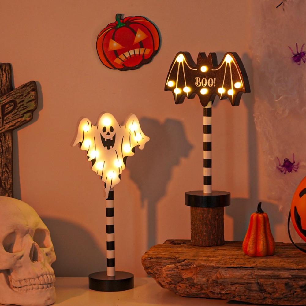 Pumpkin Halloween Wooden Night Light Atmosphere Lamp Pumpkin Ornament Lantern Halloween Decor