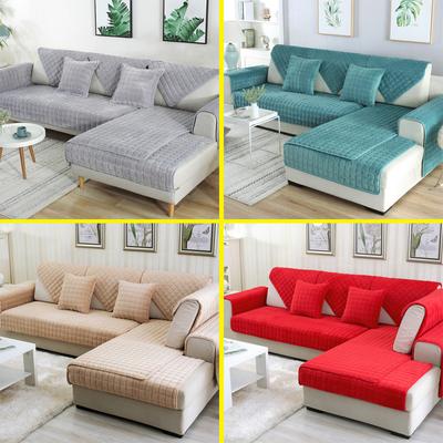 Thickened Flannel Sofa Cushion Universal Solid Color Plush Non -Slip Living Room Sofa Cover Warm Breathable Sofa Back Towel