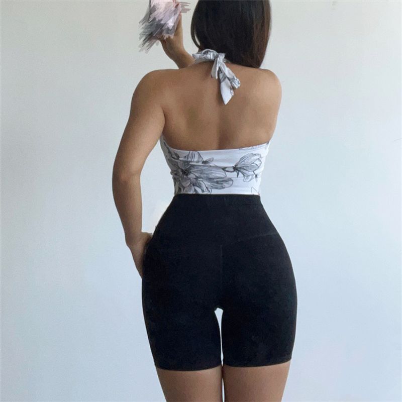 

Бюстгальтер с принтом бантика, топ для йоги с лямкой-холтер L White