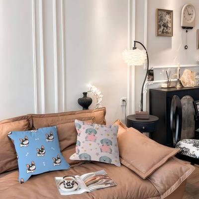 Cartoon Dog Pillow Case Removable Washable Cushion Cover – All-Season Soft Linen