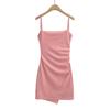 Trendy Women's High-Waisted Pleated Slim-Fit Open-Back Irregular Casual Sling Dress