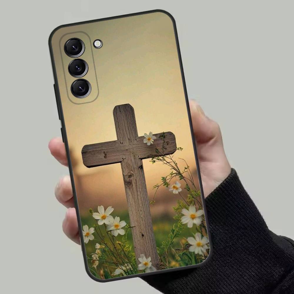 

Christ Christian Cross Phone Case For Samsung Galaxy A13,A21s,A22,A31,A32,A52,A53,A71,A80,Soft Black Shell Samsung a70