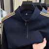 T-Shirt Kontrastierender Reißverschluss Langarm-Pullover Herren Freizeitmode Top