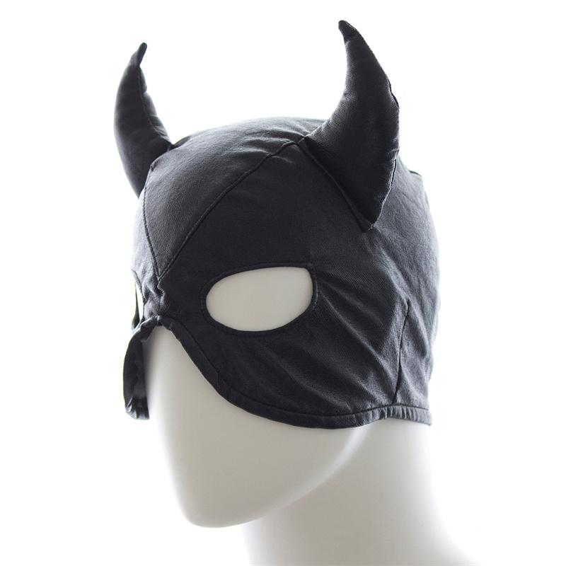 Fashion Sexy Ox horn Head Mask Fetish PU Leather Masquerade Cosplay Adult Party Headgear Couples Games Hood Mask