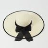 Ribbon Beach Hat Wide Brim Summer Hat Ivory