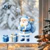 Indoor Outdoor Holiday Stickers Christmas Tree/Santa Claus Window Clings Blue PVC Waterproof Static Glass Stickers Tree Clings Winter Wall