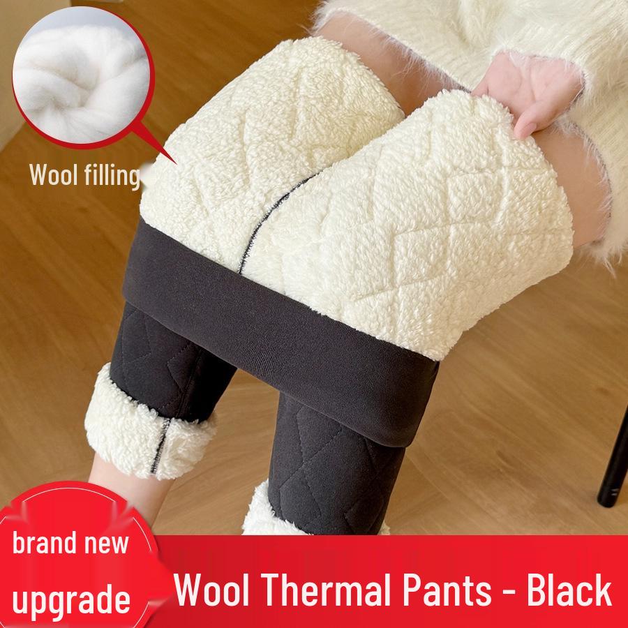 Women's Thick Wool Base Layer Pants: 100% Lambswool, Velvet Lined, Suitable As Outerwear, Warm for Autumn and Winter