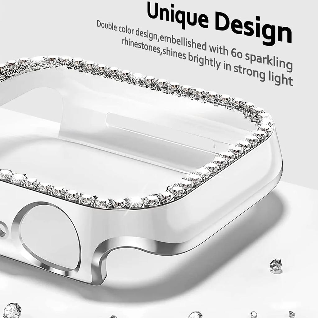 Bling PC Case For Huawei Watch Fit 3 Double Row Diamond Crystal PC Protective Cover Watch Strap Protector Band