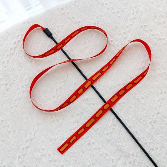 Katzenanglerspielzeug Bissfestes Band/Stoffstreifen Langer Stab Lustiger Interaktiver Helle Farbe Stressabbau Kätzchen Reizspielzeug Haustierbedarf