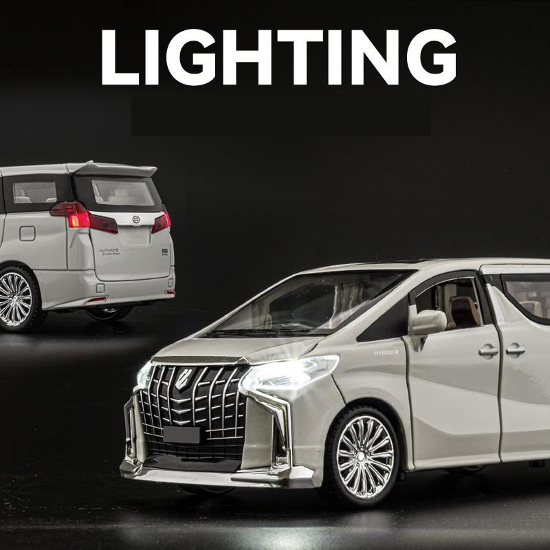 ksgzm1 Large 1/24 Toyota ALPHARD Toy Car Model Alloy Diecast Simulated Sound Light 6 Doors Opened Toy Vehicle Children Gift Stylish Col