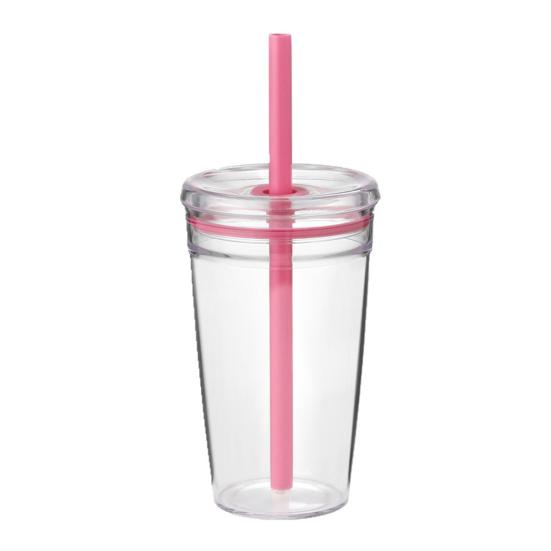 Water Cup with Lid And Straw 450ML BPA-Free Reusable Iced Coffee Cup Clear Plastic Drinkware for Tea Smoothies