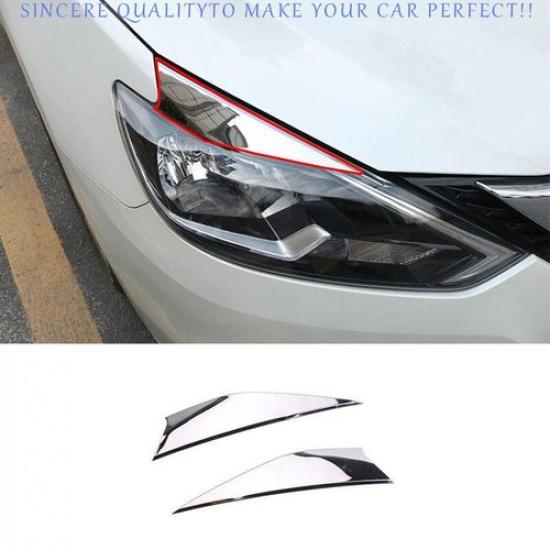 For Nissan Sentra Sylphy 2016-2019 Chrome Front Headlight Eyebrow Eyelid Strip