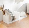 Japanese-style Foldable Bowl and Plate with Chopstick Holder and Drain Rack Storage Shelf
