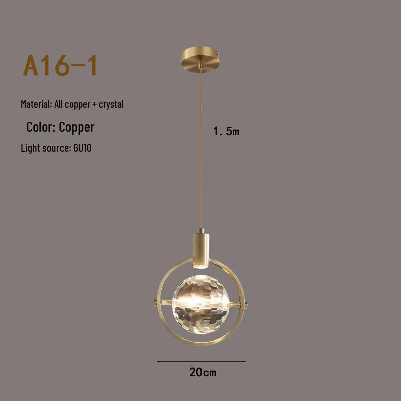 Luxury All-Copper Crystal Chandelier Pendant for Restaurants and Bedrooms