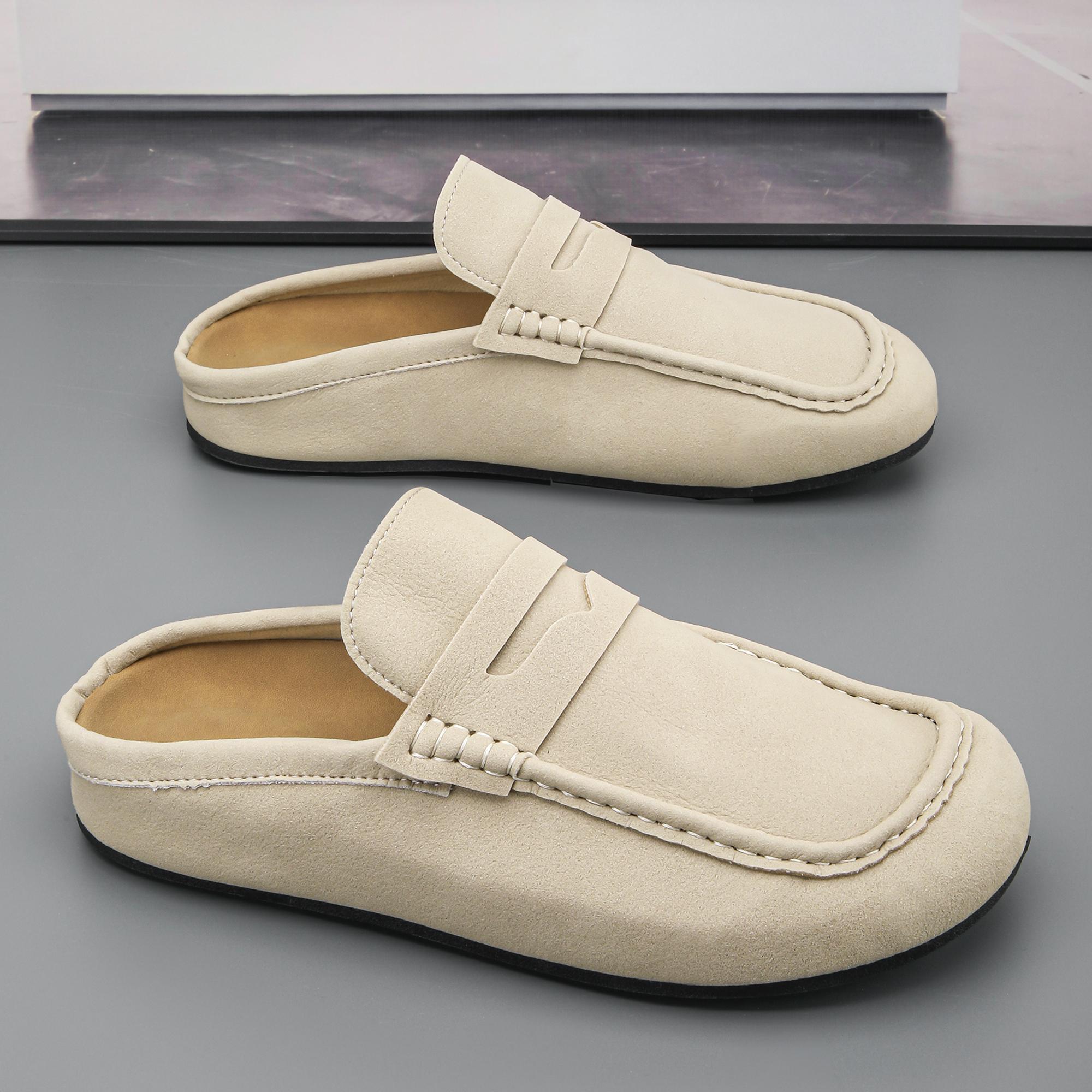 

Men s Fashionable Soft Sole Slip in Half Slipper, Spring and Summer Fashionable Sole, Casual Sports Shoes, Suede Leather Surface 36