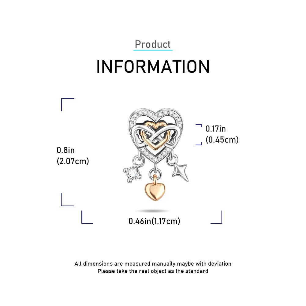 Ahthen copper Bead Charms Infinite Hearts Charm fit Snake Chain Bracelets Necklaces for Women Jewellery Making