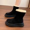 Pelz Damen Schnee Stiefeletten Flats Wildlederschuhe Plateau Warm Winter Mode Kurze Plüsch Baumwollschuhe Mujer Botas