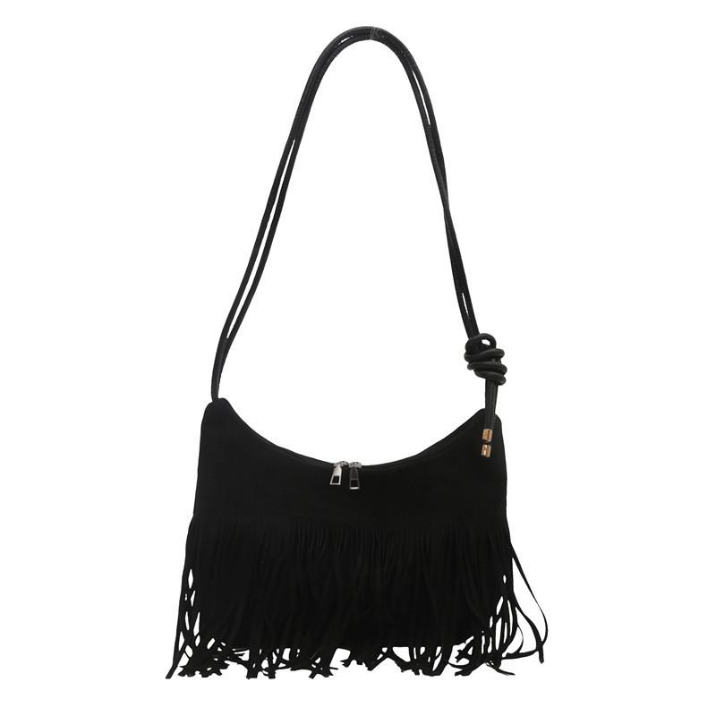 Stylish Canvas Tote Bag For Women With Trendy Tassels In Black Gray Brown Colors