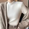 Built-in Half-high-neck Slim-fit Knit Sweater Bottoming Shirt and Velvet Warm Top Autumn and Winter High-neck Women's Long-sleeved