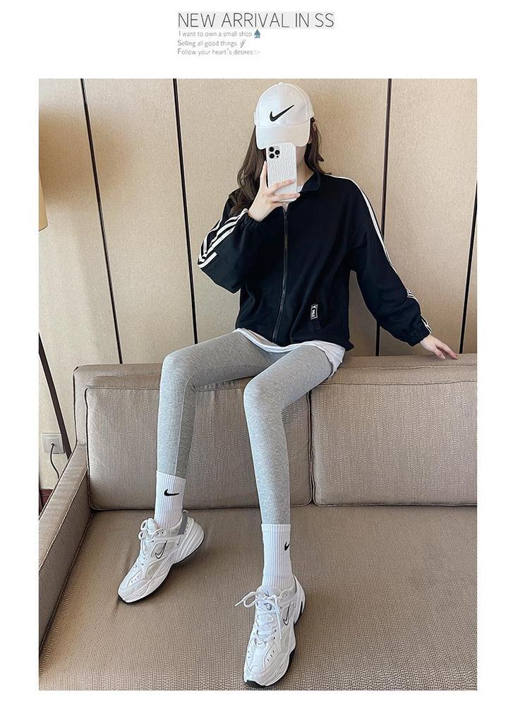 Verdickte Lammwolle Leggings für Damen, Hoher Bund, Bestickter Bund, Fleecegefüttert, Vertikale Streifen, Warme Herbst-/Winterhose.