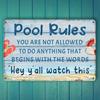 Funny Pool Rules Metal Tin Sign Vintage Rustic Wall Art Outdoor Home Decor Backyard Patio Garden Decor