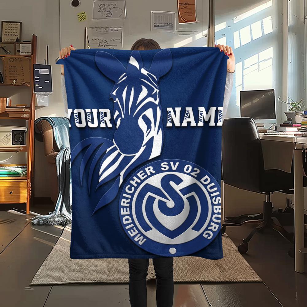 1pz Coperta in Flanella Personalizzata con Nome e Motivo MSV Duisburg Adatta a Tutte le Stagioni per Arredamento Casa Calore e Comfort Regali Regalo Festivo_xia