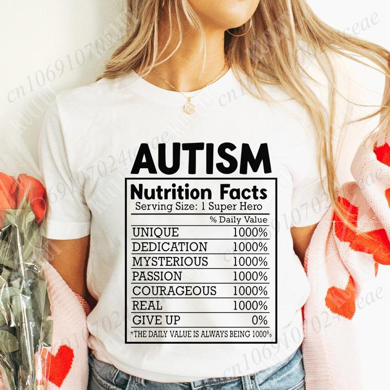 Female Clothing Autism Nutrition Shirt for Women Autism Awareness Month T-shirts Autism Quote Summer Tees Acceptance Y2k Tops