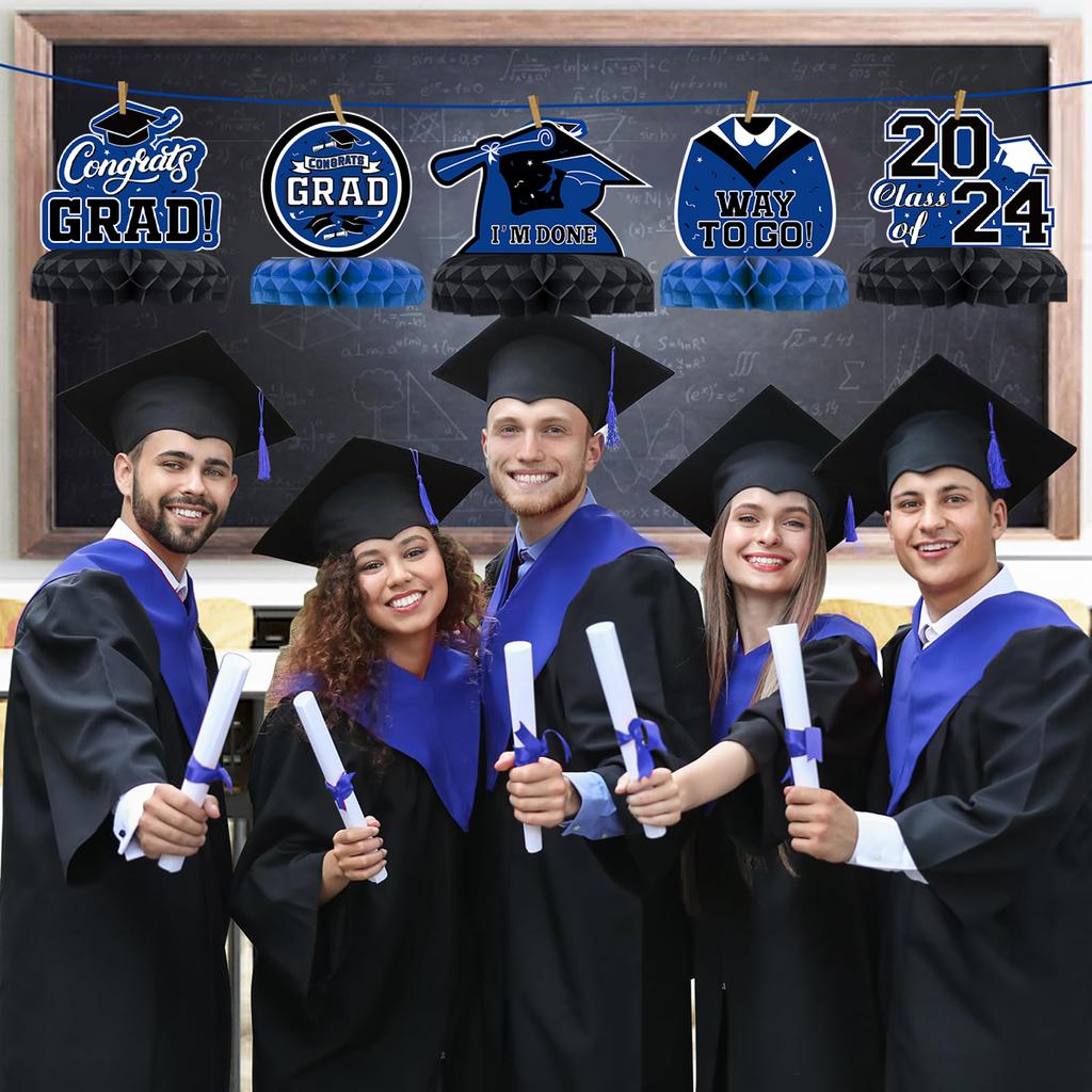 9 adet/takım Mezuniyet Temalı Parti Dekorasyonu 2024 Sınıfı Tebrikler Mezuniyet Masa Orta Parçası Mezuniyet Petek Masa Örtüleri
