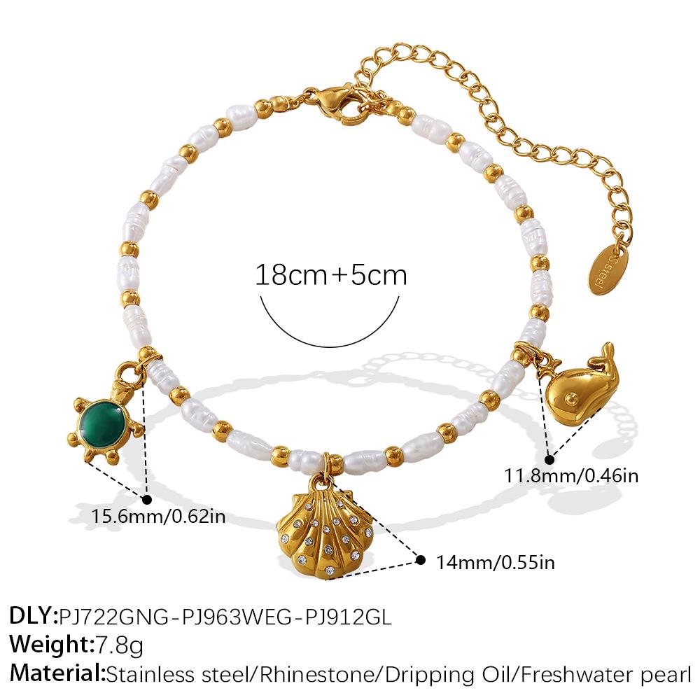 Light Luxury Starfish & Turtle Freshwater Pearl Bracelet In European & American Ocean Style