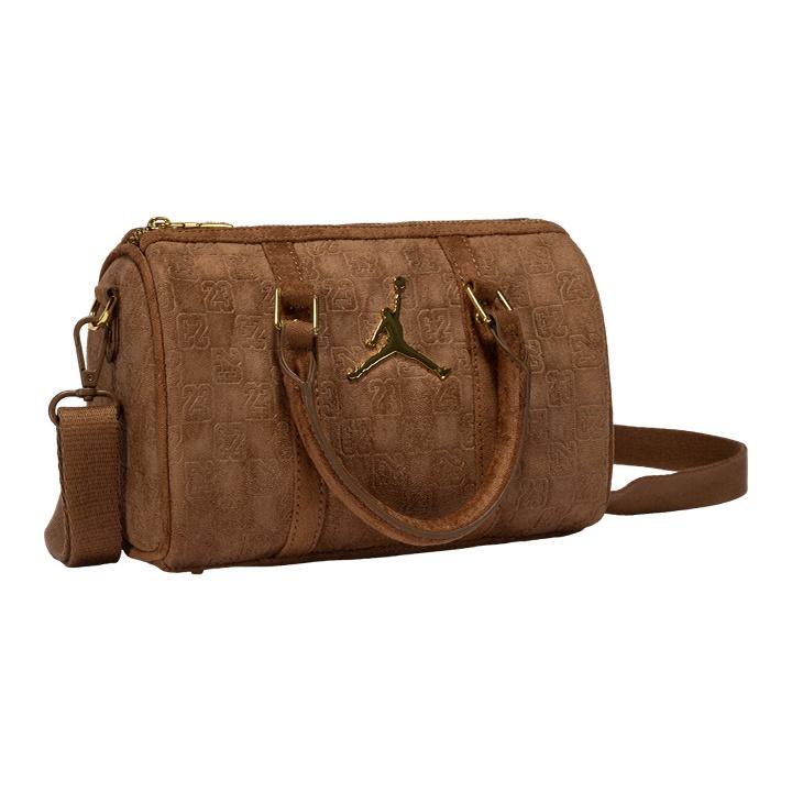 Jordan Monogramm Serie Schachbrett Kunstwildleder Eimer Boston Tasche Unisex Taschen Hellbraun JD2533091AD-001