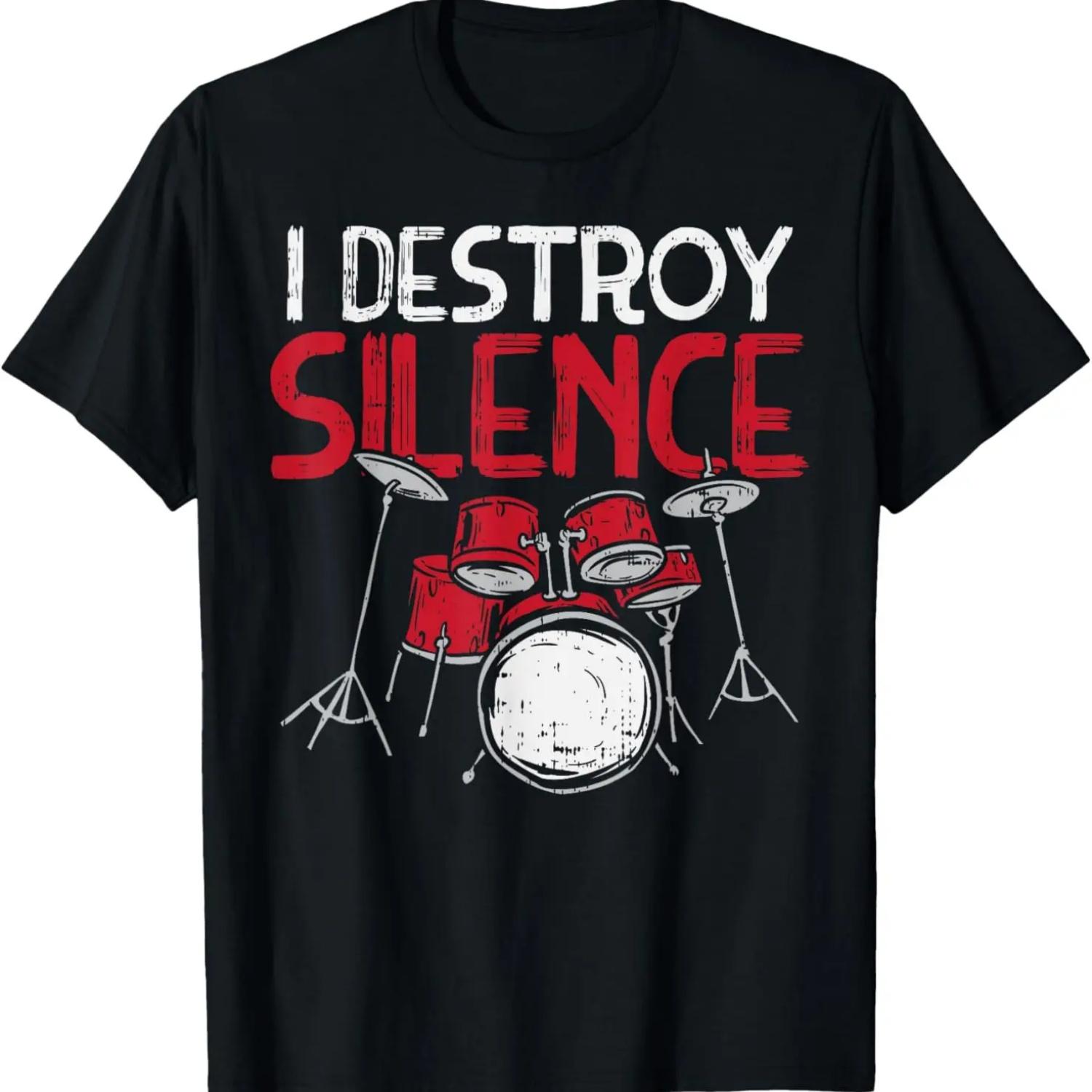 

I Destroy Silence Drums Drumming Drummer Percussionist Gift T-Shirt XXXXXL чорний